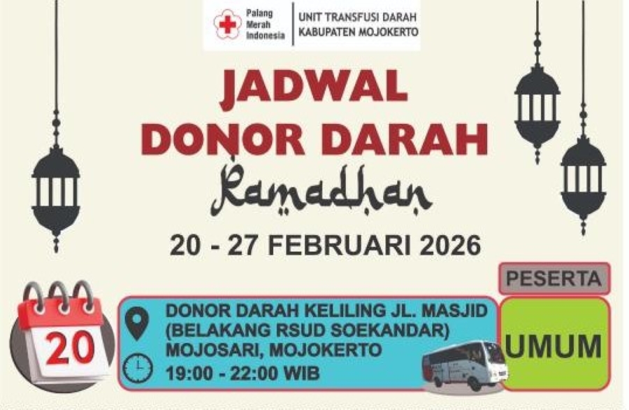Bulan Ramadan, UDD PMI Kabupaten Mojokerto Layani Donor Keliling Setelah Waktu Maghrib