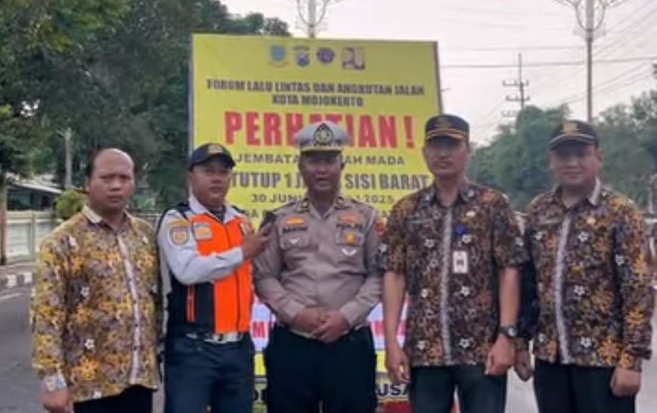 Jalur Sisi Barat Jembatan Gajah Mada Kota Mojokerto Ditutup 30 Juni–11 Juli 2025, Ini Jalur Alternatifnya