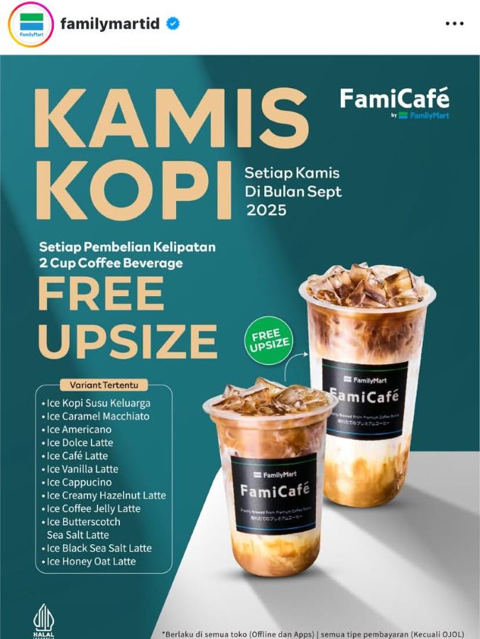 Kopi Gratis Ukuran Besar Setiap Kamis! Promo FamilyMart Kembali Hadir Sepanjang September 2025