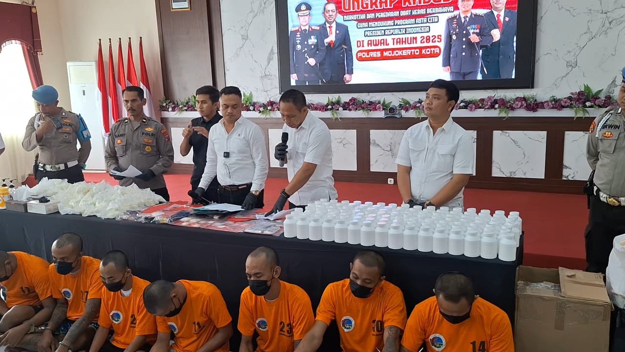 Awal Tahun 2025, Tujuh Tersangka Kasus Narkoba Diamankan Polres Mojokerto Kota