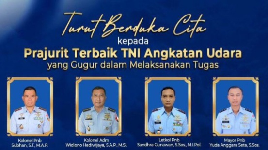 Empat Prajurit TNI AU Korban Dua Pesawat Tempur Jatuh, Dimakamkan di Dua Lokasi Berbeda