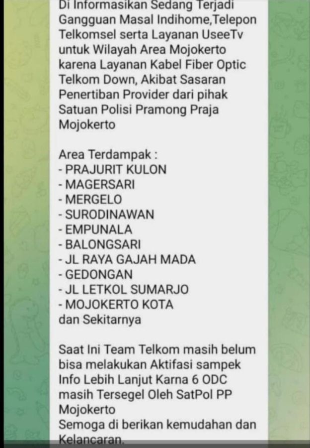 Belum Ada Kejelasan Kapan Internet di Kota Mojokerto Kembali Normal