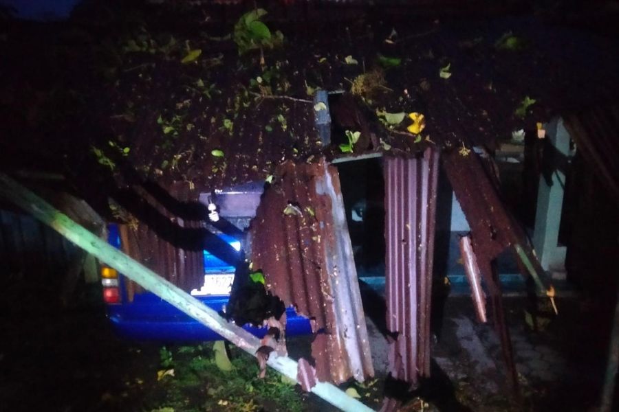 Pohon Jati Tumbang Timpa Rumah dan Mobil di Mojokerto 