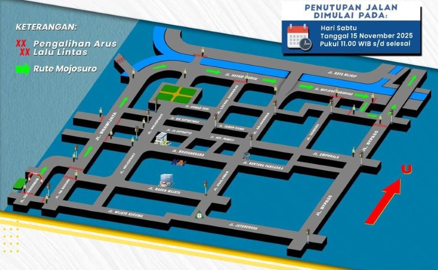 Simak Jalan di Kota Mojokerto yang Akan Ditutup saat Gerak Jalan Mojosuro 2025