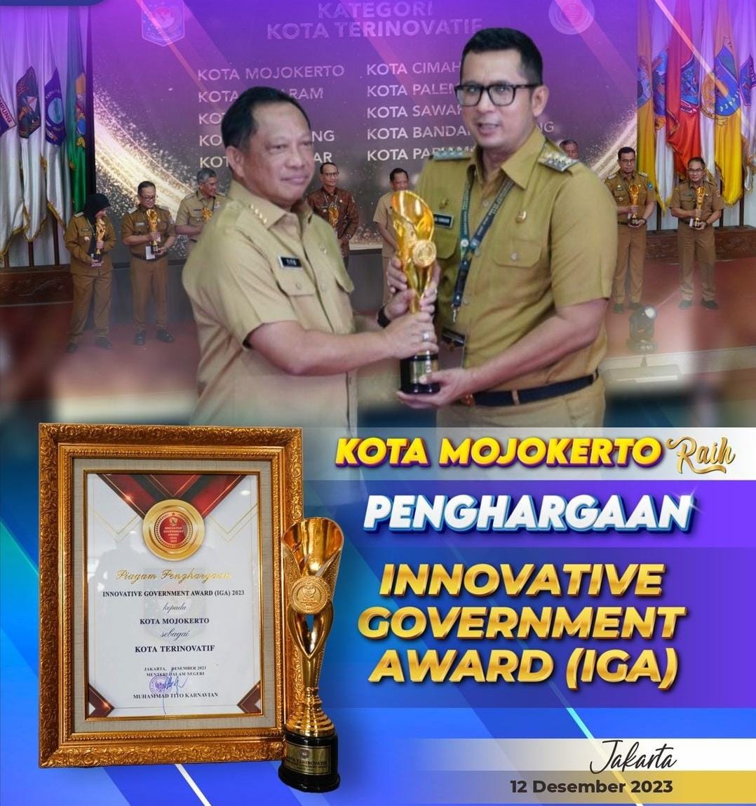 Kota Mojokerto Raih Penghargaan Innovative Government Award (IGA) 2023