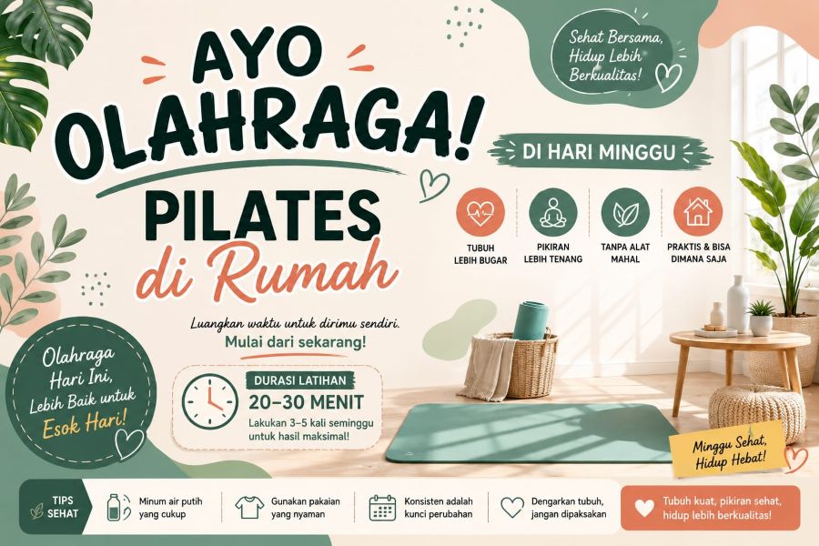 Tak Perlu ke Gym, Pilates di Rumah Jadi Cara Praktis Menjaga Kebugaran Saat Hari Libur
