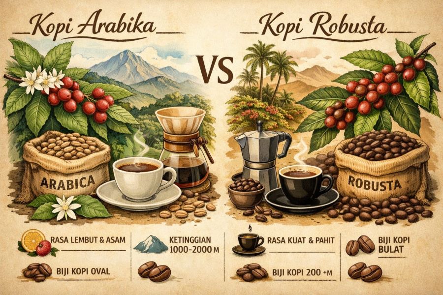 Sering Tertukar,  Inilah Perbedaan Antara Kopi Arabika dan Robusta