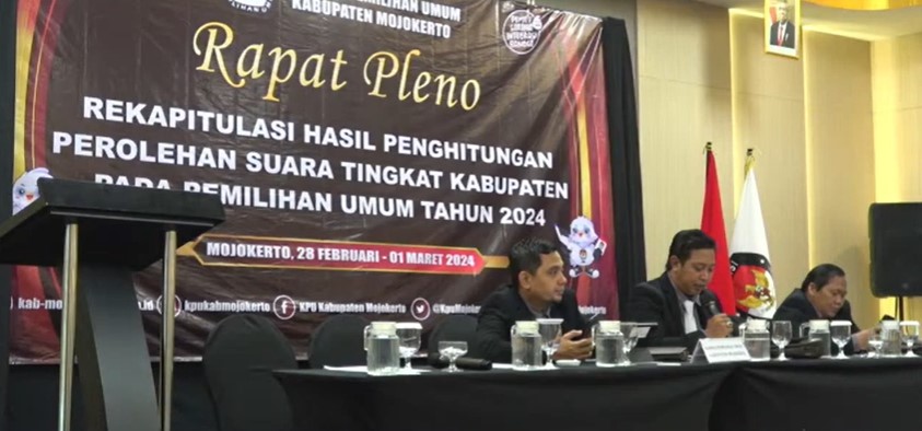 KPU Mojokerto Gelar Rekapitulasi Hasil Penghitungan Suara Pemilu 2024 Selama Tiga Hari
