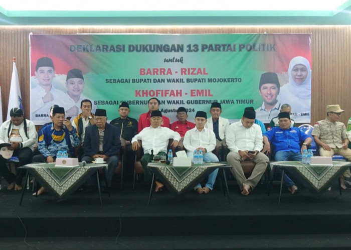 13 Partai Politik Deklarasi Dukungan Gus Barra dan Rizal di Pilbup Mojokerto 2024