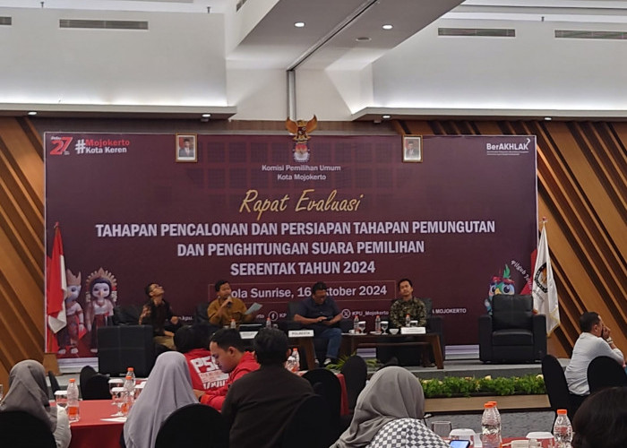 Pastikan Pemilihan Serentak 2024 Berjalan Baik, KPU Kota Mojokerto Gelar Rapat Evaluasi 