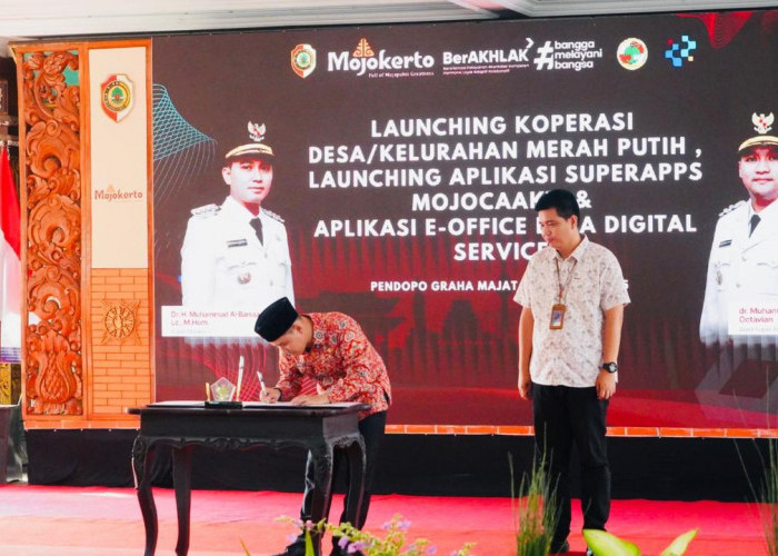 Bupati Mojokerto  Launching 120 Koperasi Merah Putih dan Dua Aplikasi Digital