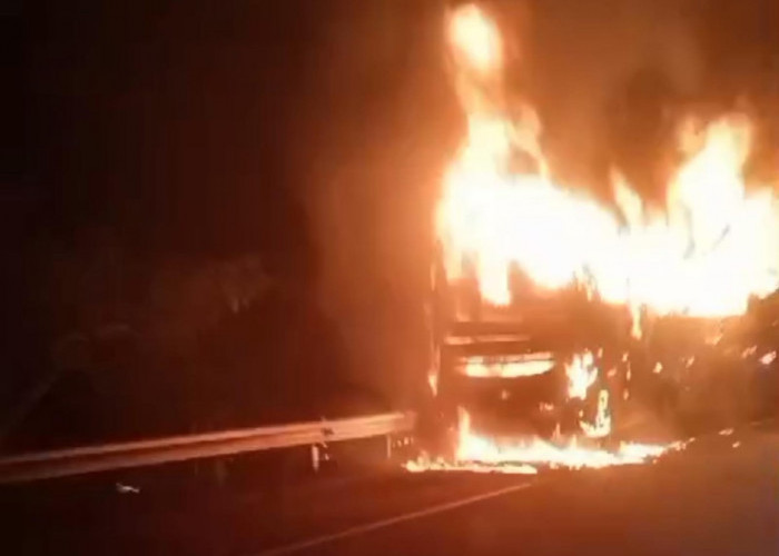 Bus Gunung Harta Terbakar di Tol Jombang - Mojokerto, Diduga Akibat Korsleting Listrik di Mesin