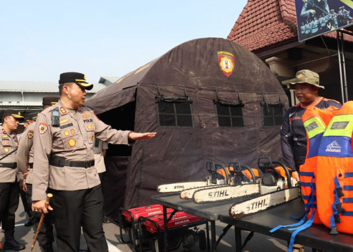 Hadapi Potensi Bencana Hidrometeorologi, Polres Mojokerto Kota Apel Kesiapsiagaan Tanggap Darurat Bencana