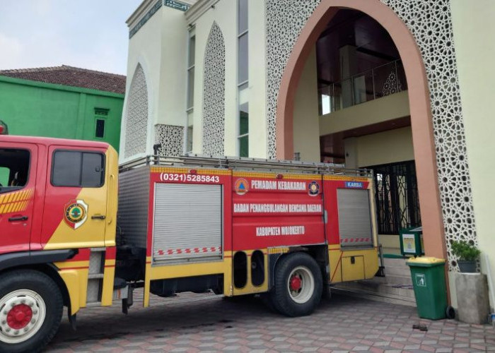 Kucing Hitam Terjebak di Atas Ornamen Masjid di Mojokerto Selama Satu Hari Berhasil Dievakuasi Damkar
