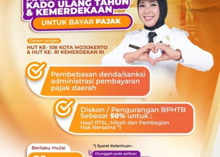 Pemkot Mojokerto Hapus Denda Pajak hingga 30 Agustus, BPHTB Diskon 50 Persen