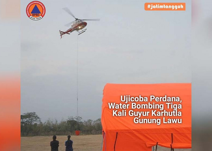 Uji Coba Perdana, Water Bombing Tiga Kali Guyur Karhutla Gunung Lawu